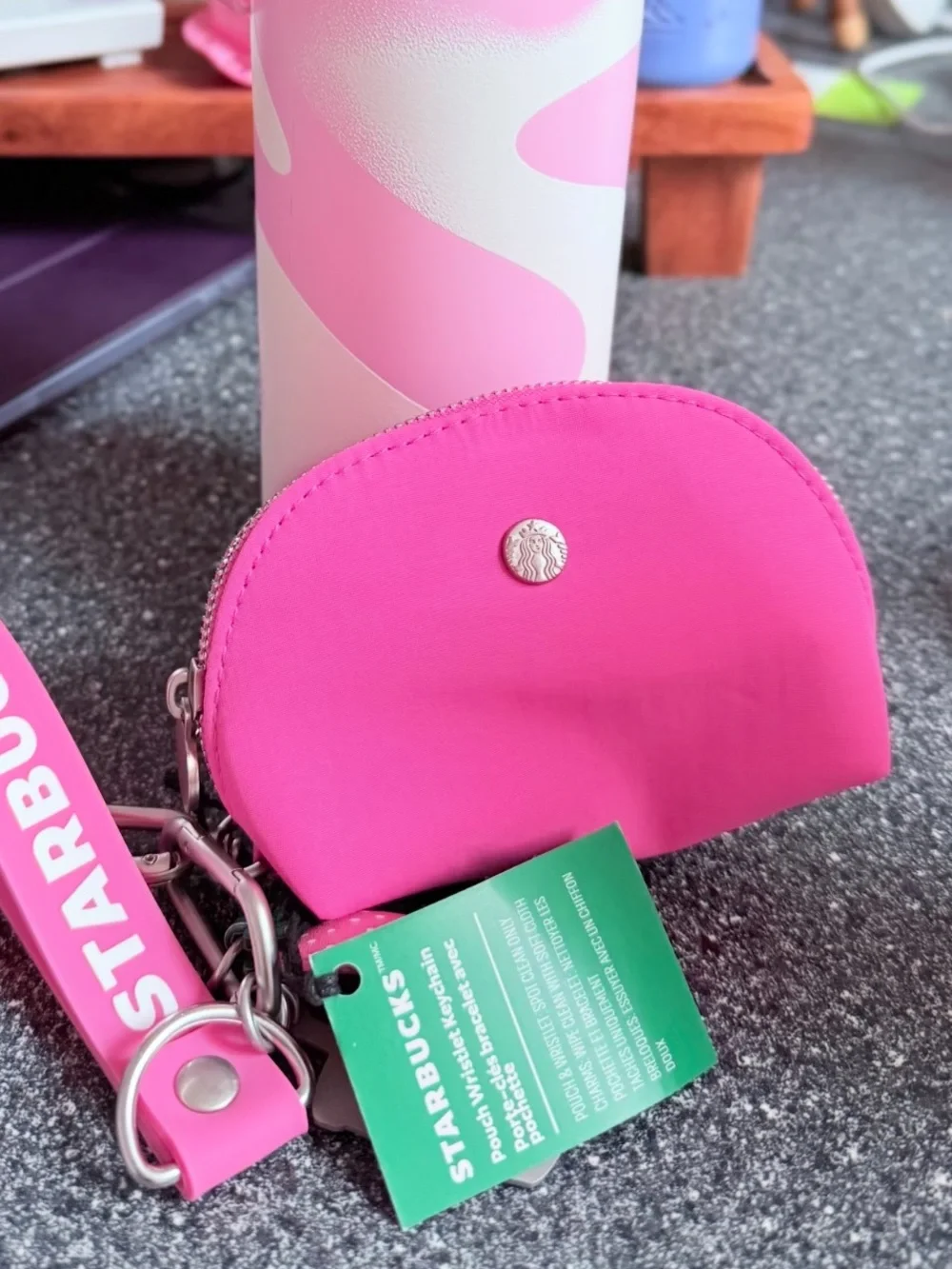 Starbucks pink Pouch with key chain